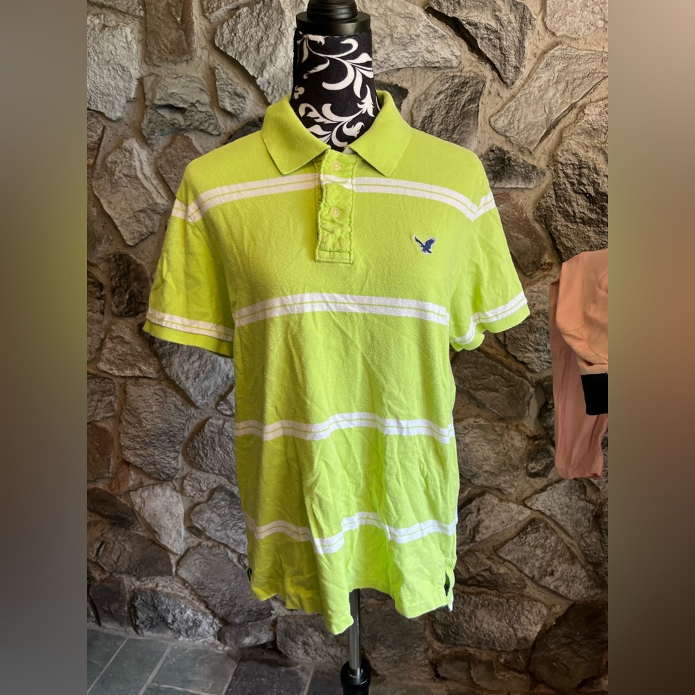American Eagle Stripped Vintage Fit Polo Shirt L